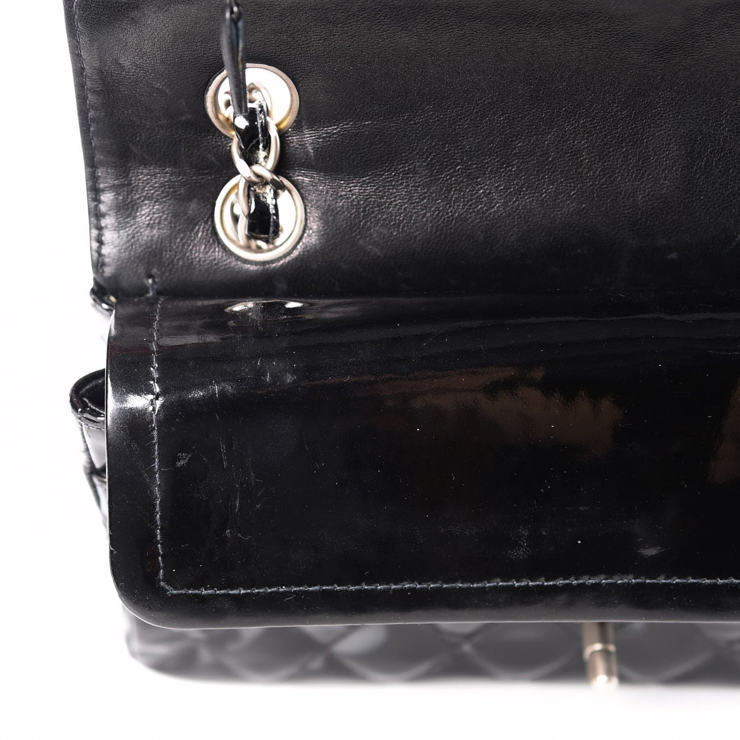 Patent Quilted Small Double Flap Black