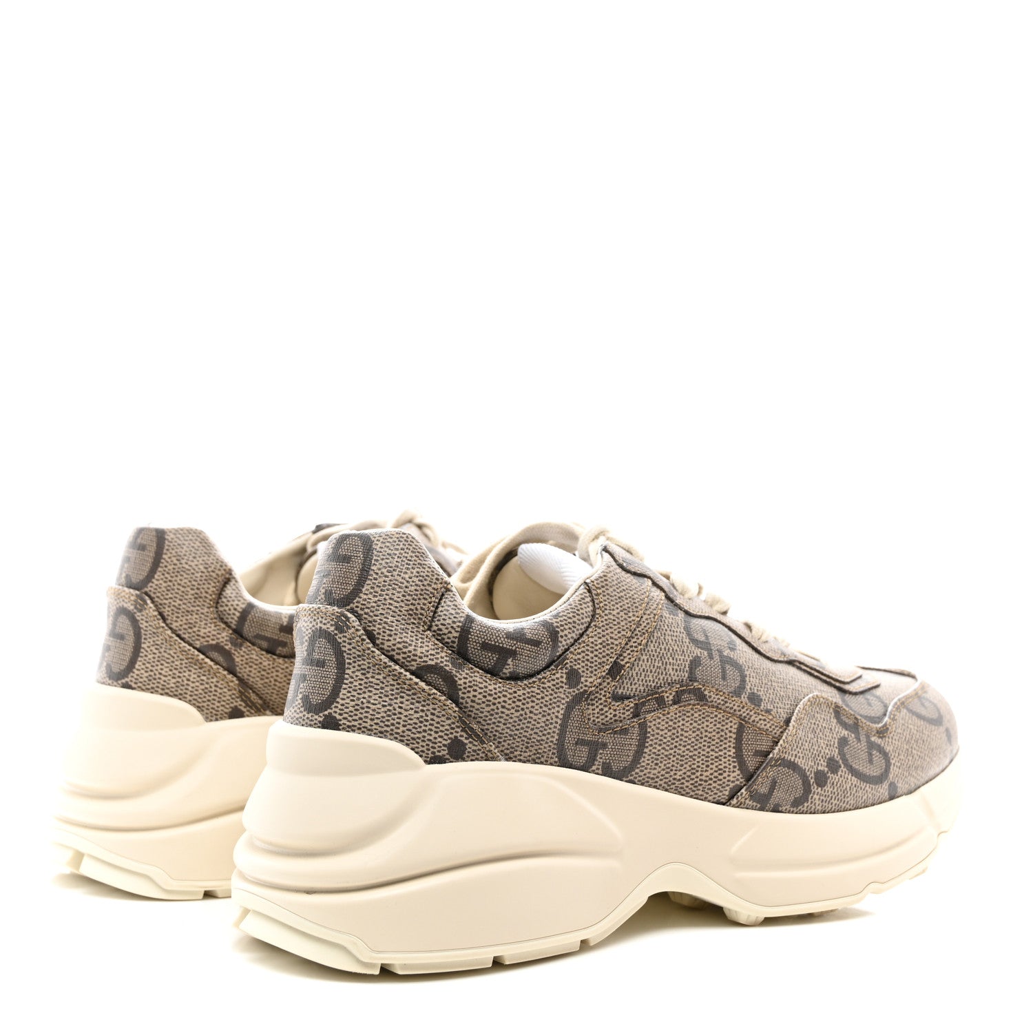 Gucci Maxi GG Supreme Monogram Gucci 100 Womens Rhyton Sneakers 38 Beige Ebony 4 of 9