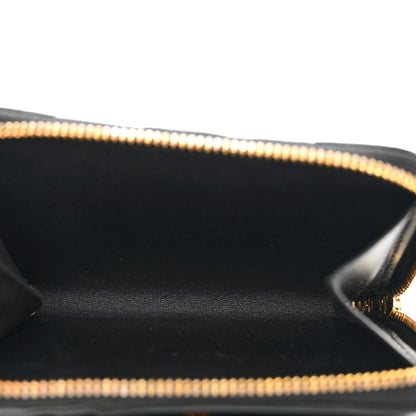Christian Dior Grained Calfskin Supple Cannage Caro Compact Zip Card Wallet Black 6 of 7