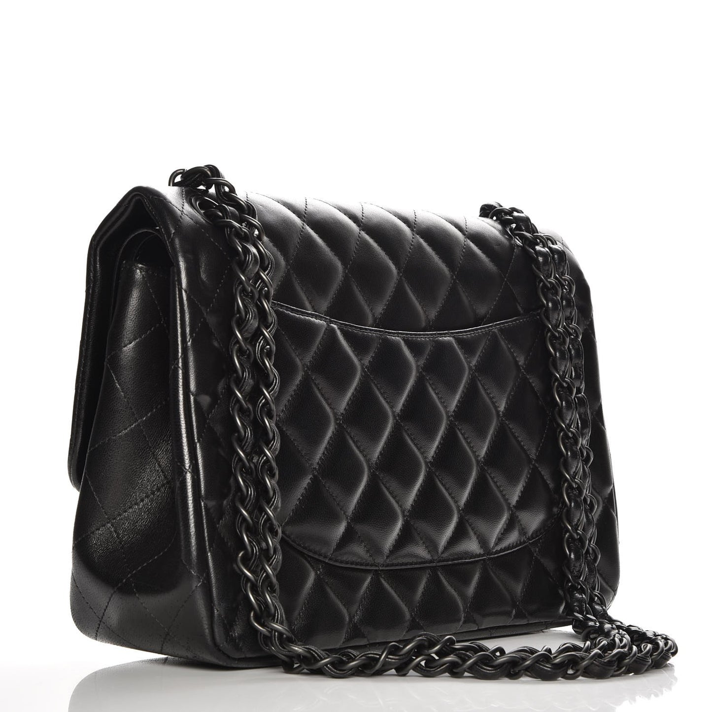 Lambskin Quilted Jumbo Double Flap So Black