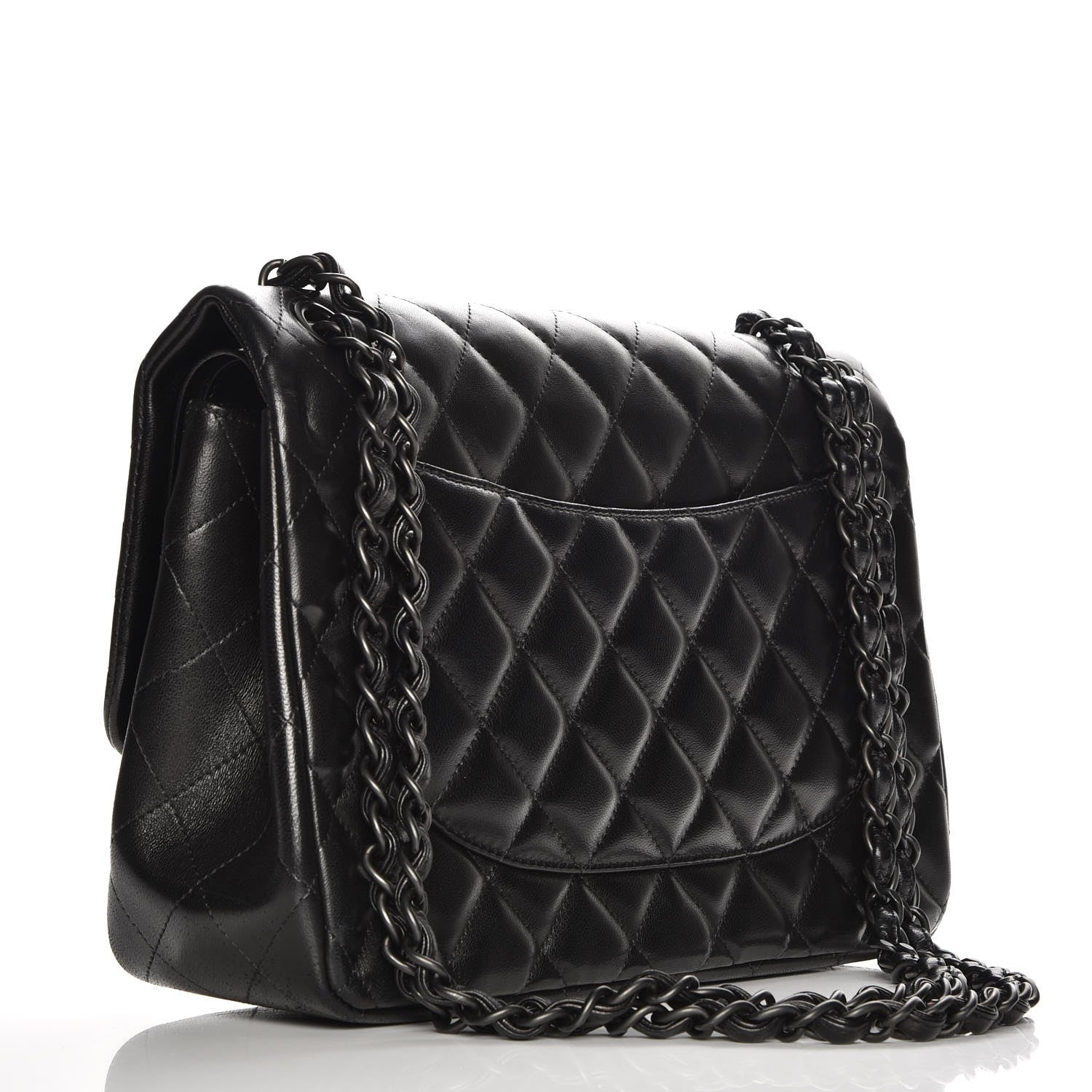 Chanel Lambskin Quilted Jumbo Double Flap So Black 3 of 8