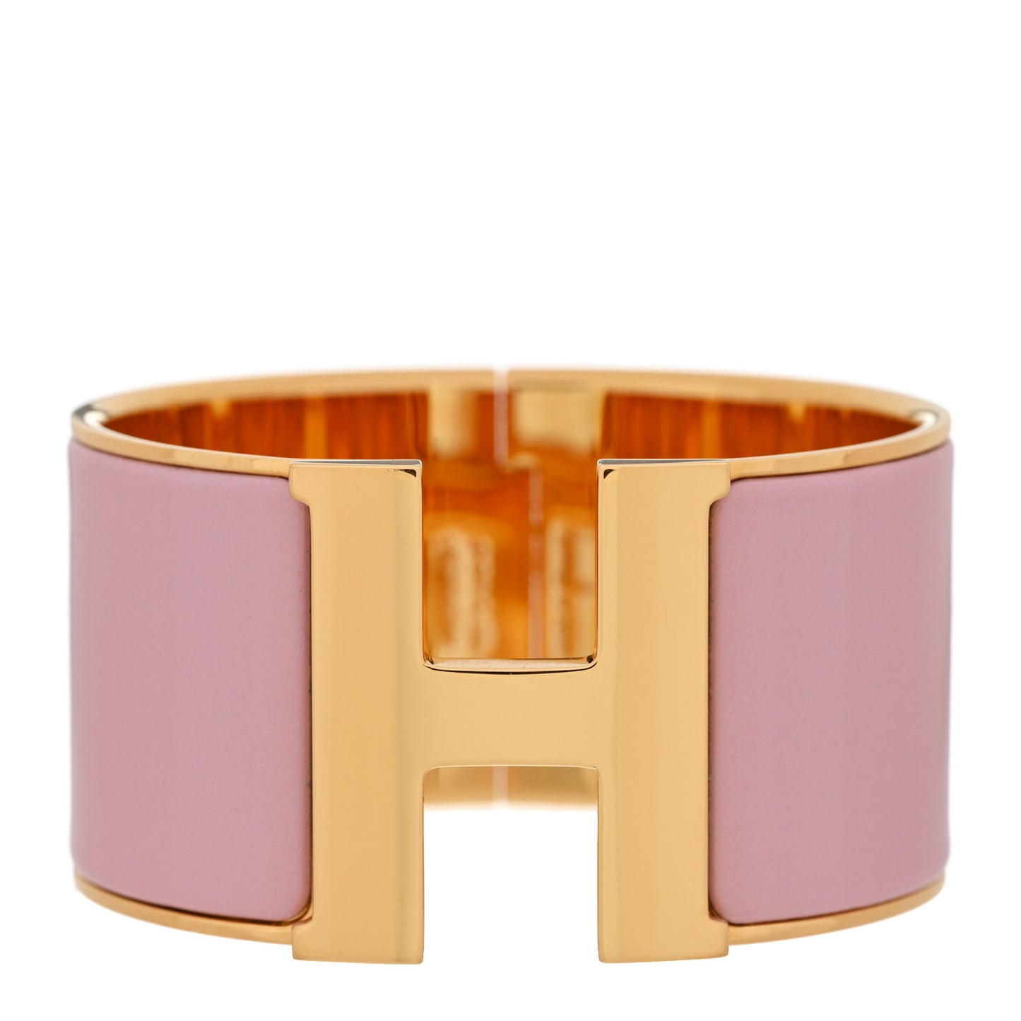 Enamel Extra Wide Clic Clac H Bracelet GM Rose Poudre