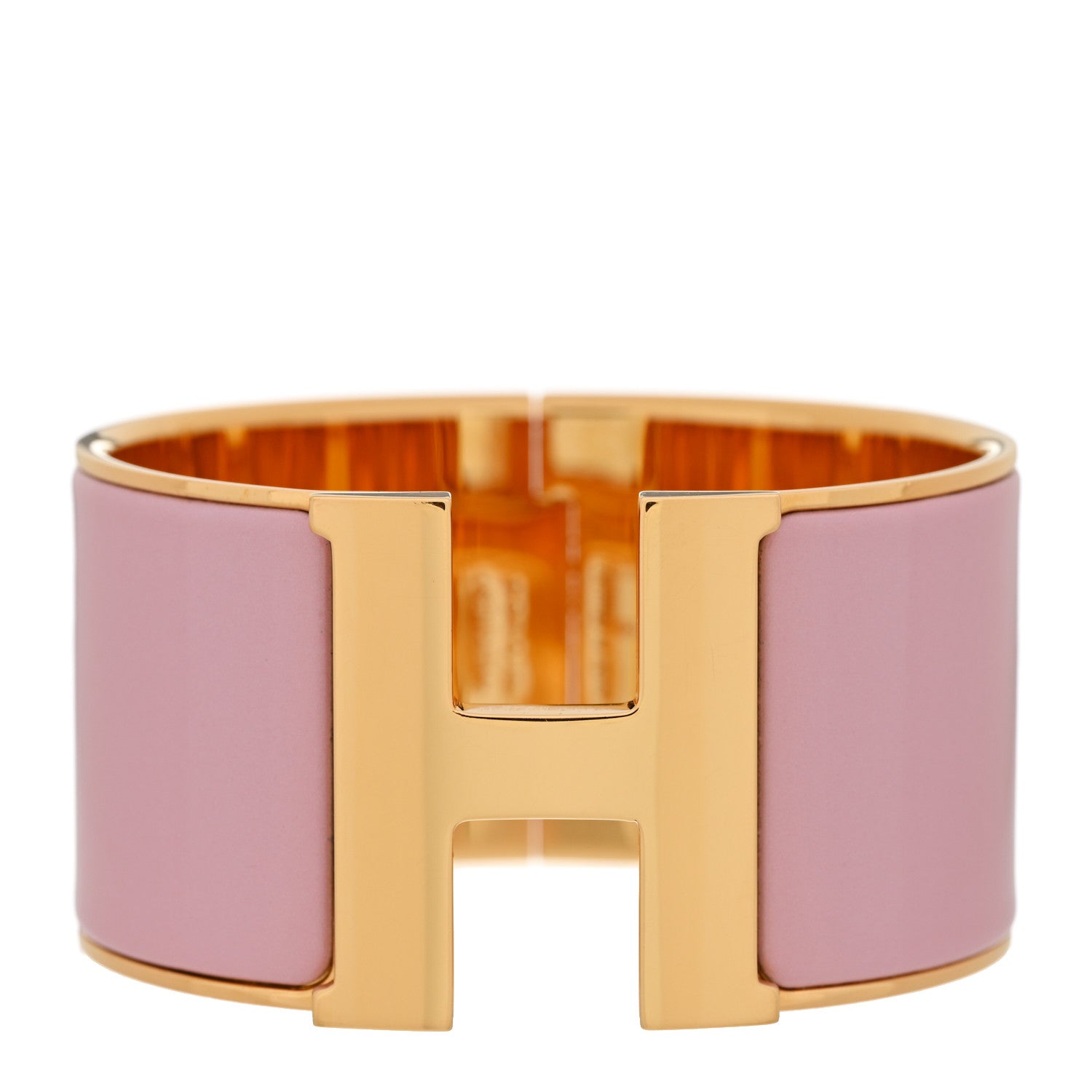 Hermes Enamel Extra Wide Clic Clac H Bracelet GM Rose Poudre 1 of 5