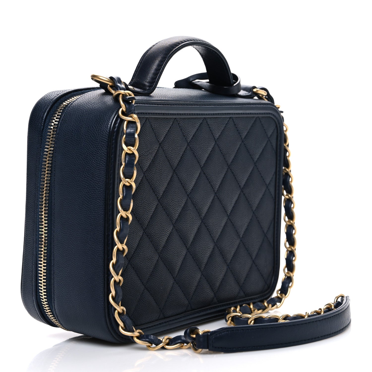Chanel Caviar Quilted Medium CC Filigree Vanity Case Navy 3 of 10