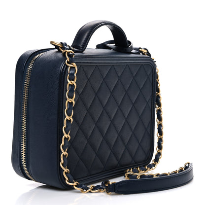 Chanel Caviar Quilted Medium CC Filigree Vanity Case Navy 3 of 10