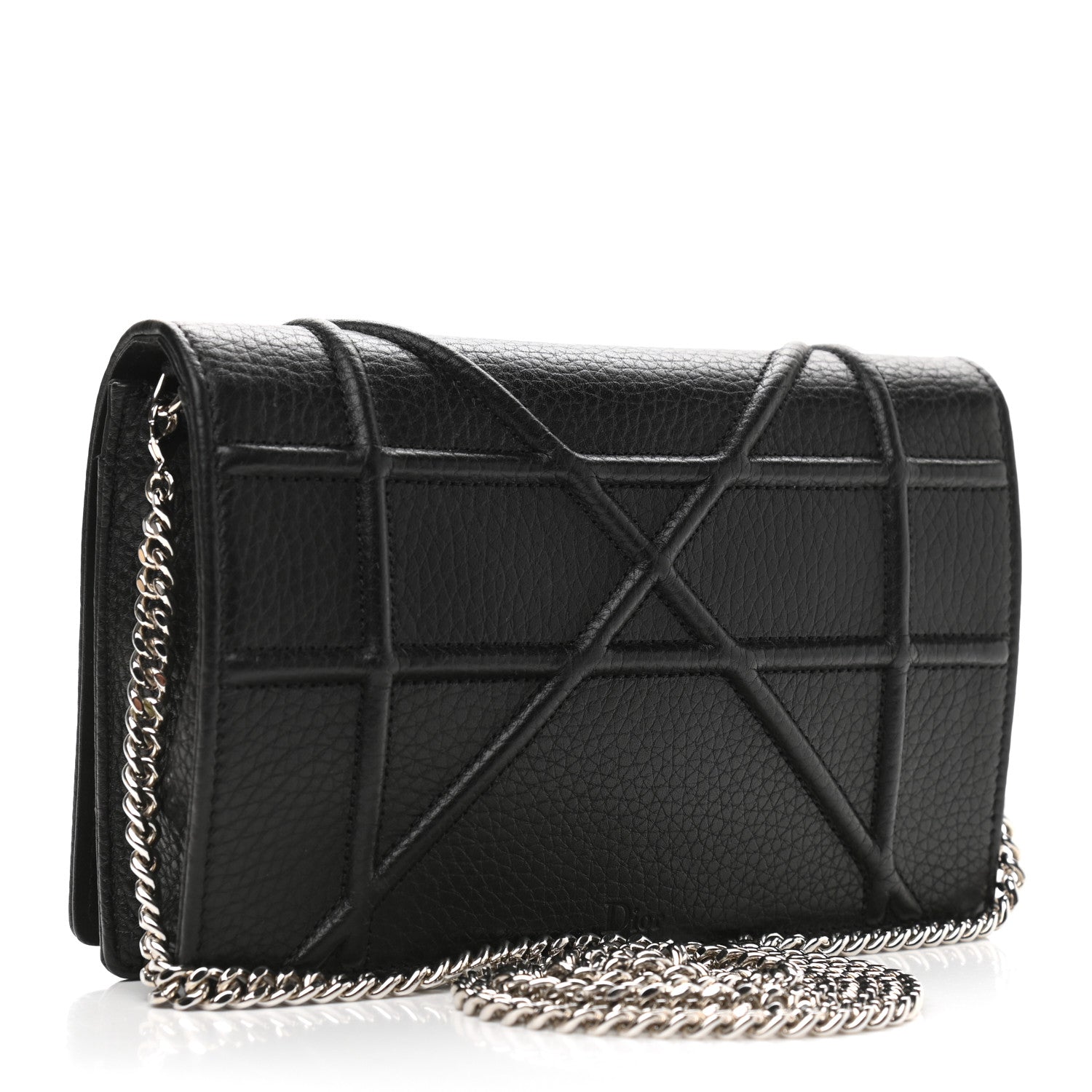 Christian Dior Grained Calfskin Diorama Wallet on Chain Pouch Black 3 of 10