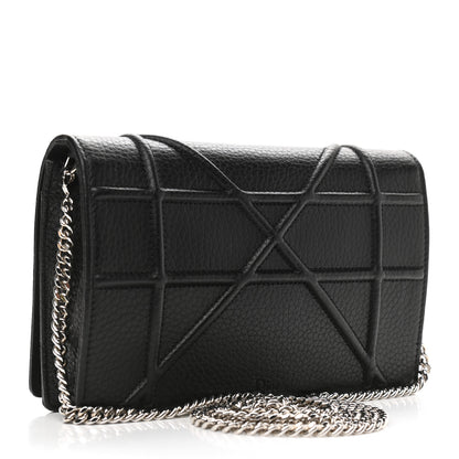 Christian Dior Grained Calfskin Diorama Wallet on Chain Pouch Black 3 of 10