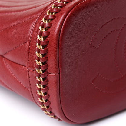 Chanel Sheepskin Chevron Quilted Small Drawstring Bag Dark Red 11 of 12