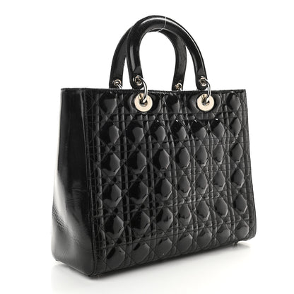 Christian Dior Patent Cannage Large Lady Dior Black 2 of 12