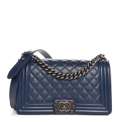 Chanel Caviar Quilted Medium Boy Flap Dark Blue 1 of 7