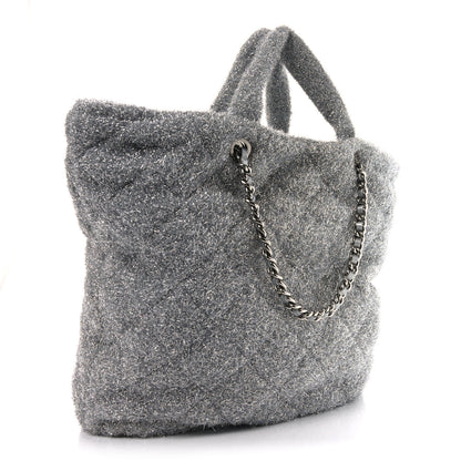 Chanel Knit Metallic Lambskin Large Shopping Tote Silver 3 of 10