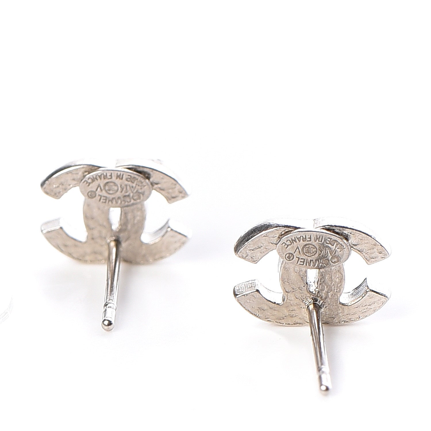 Chanel Crystal Mini Timeless CC Earrings Silver 4 of 5