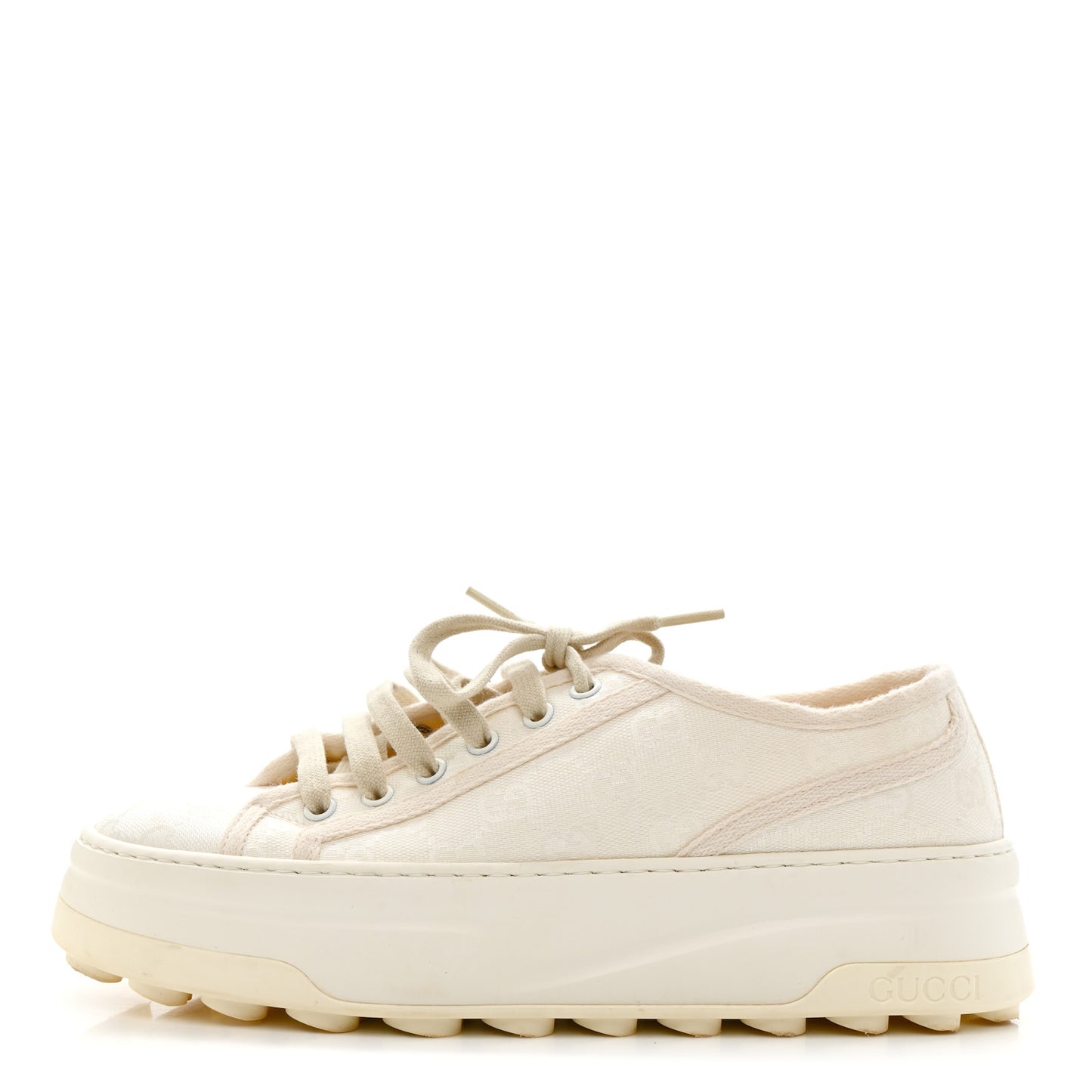 GG Monogram Womens 1977 Tennis Platform 52mm Sneakers 39.5 Great White Mystic White