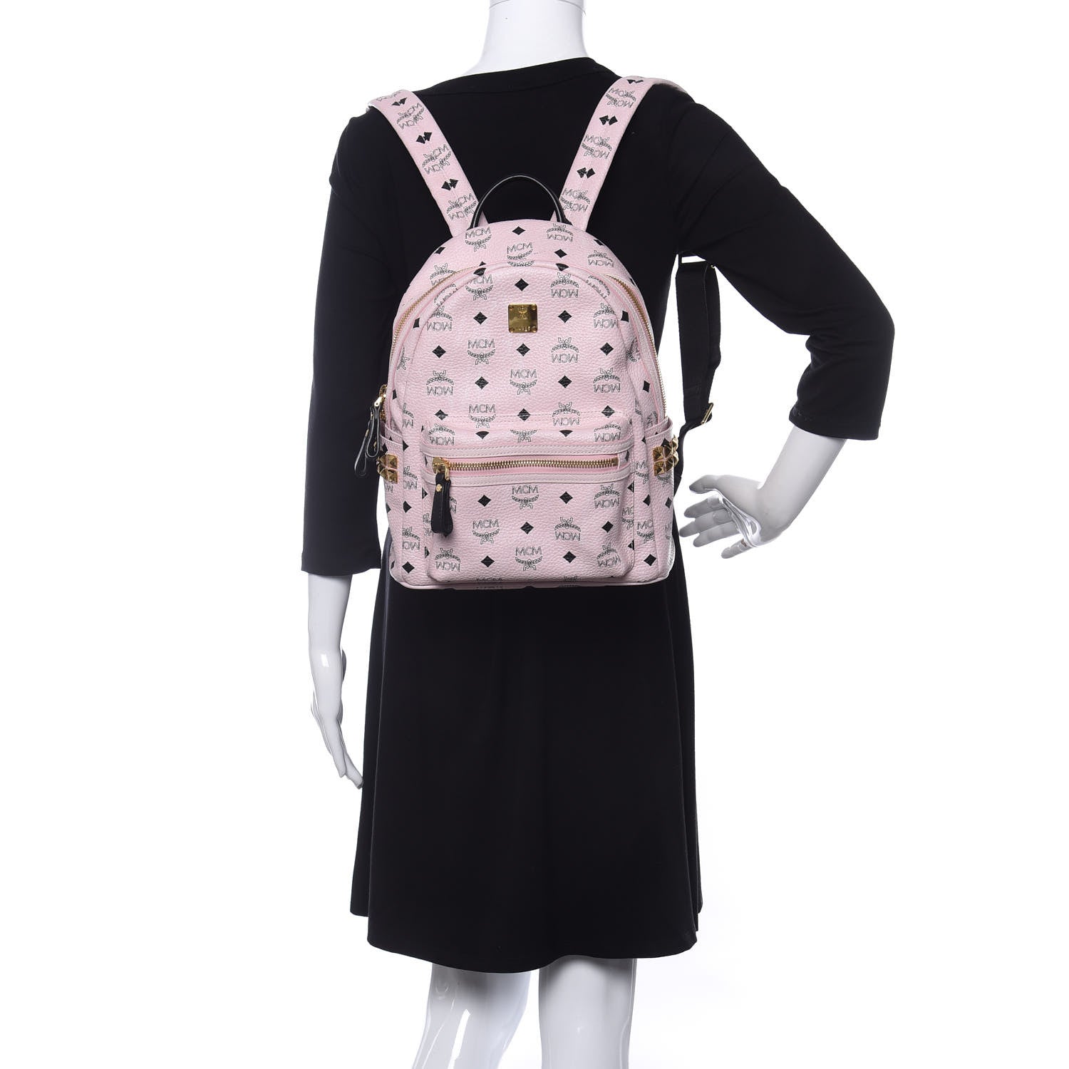 MCM Visetos Small Side Stud Stark Backpack Light Pink 2 of 13