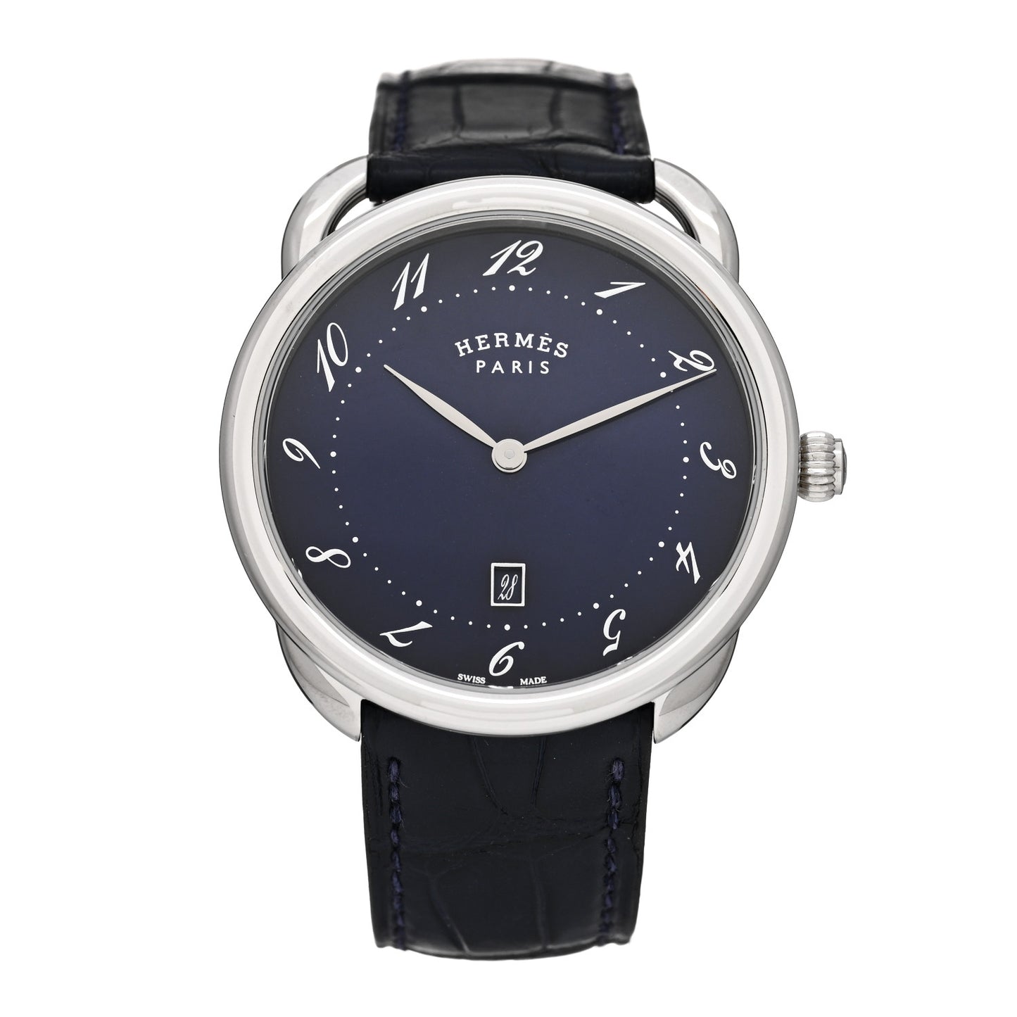 Stainless Steel Alligator 40mm Arceau Quartz Watch Bleu Abysse