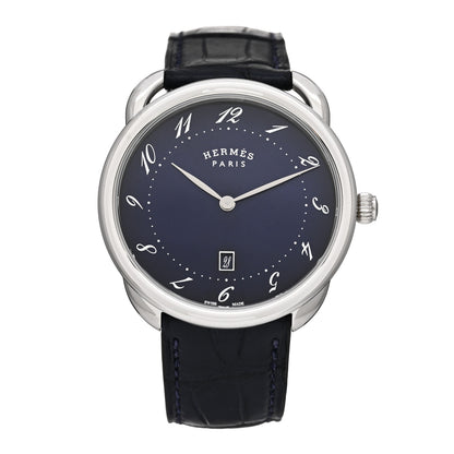 Hermes Stainless Steel Alligator 40mm Arceau Quartz Watch Bleu Abysse 1 of 5