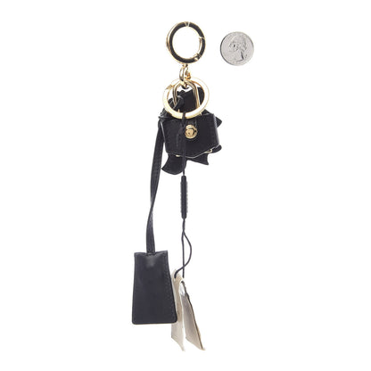 Burberry Calfskin Pallas Helmet Key Charm with Padlock Black White 2 of 4