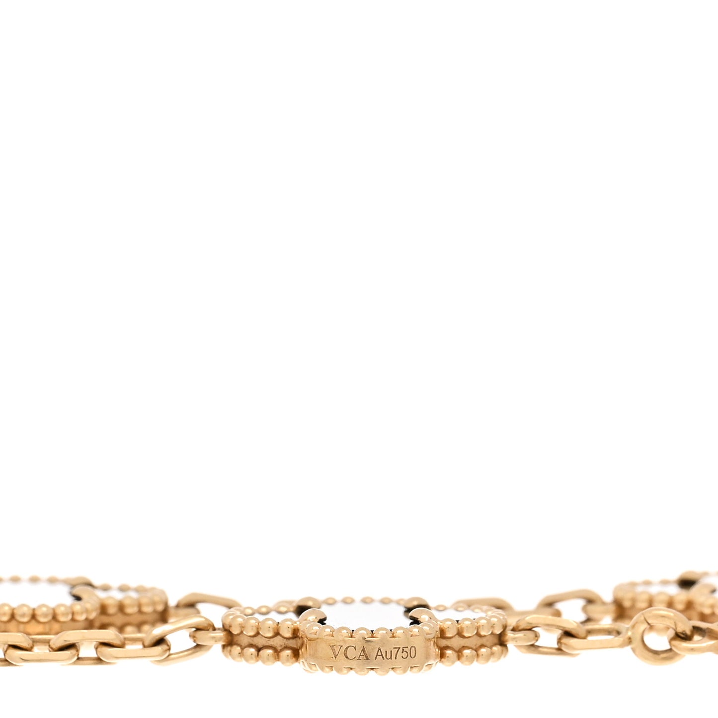 18K Yellow Gold Black Onyx 5 Motifs Vintage Alhambra Bracelet