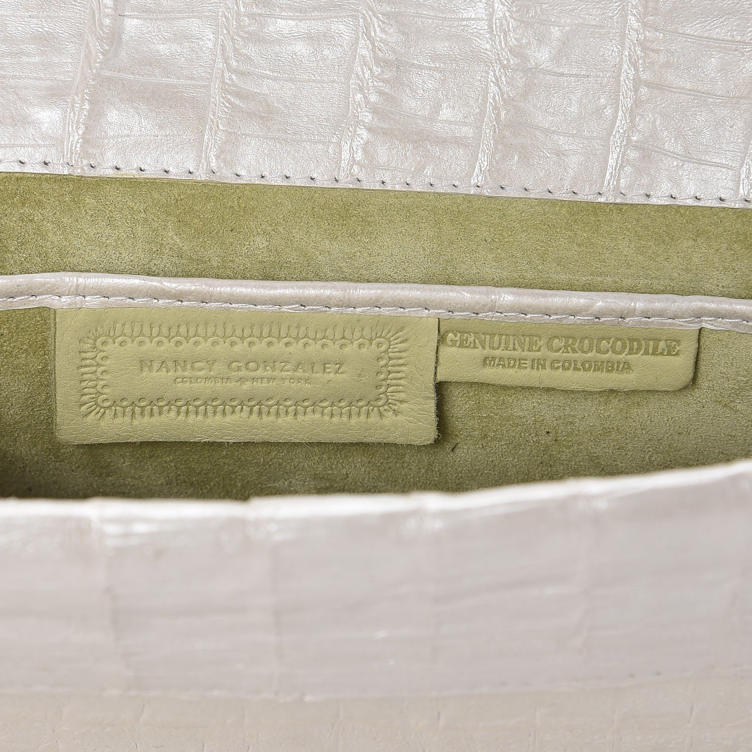 Nancy Gonzalez Crocodile Foldover Clutch White 6 of 7