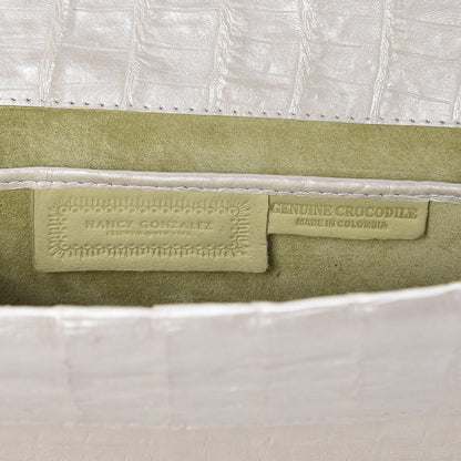 Nancy Gonzalez Crocodile Foldover Clutch White 6 of 7
