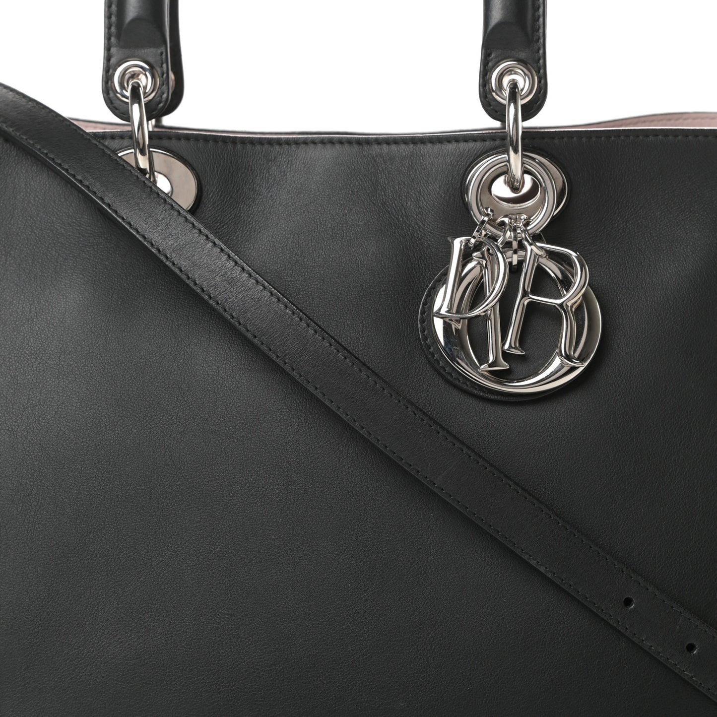 Smooth Calfskin Large Diorissimo Tote Black Rose Poudre