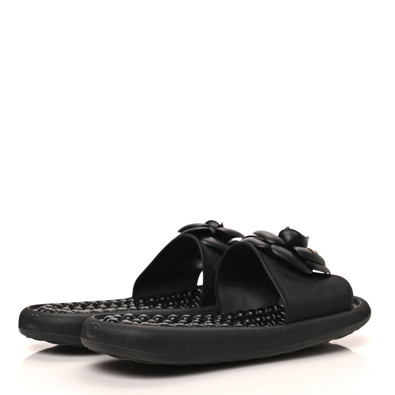 Chanel Thermoplastic PVC Camellia Mule Sandals 37 Black 4 of 7