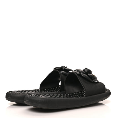 Chanel Thermoplastic PVC Camellia Mule Sandals 37 Black 4 of 7