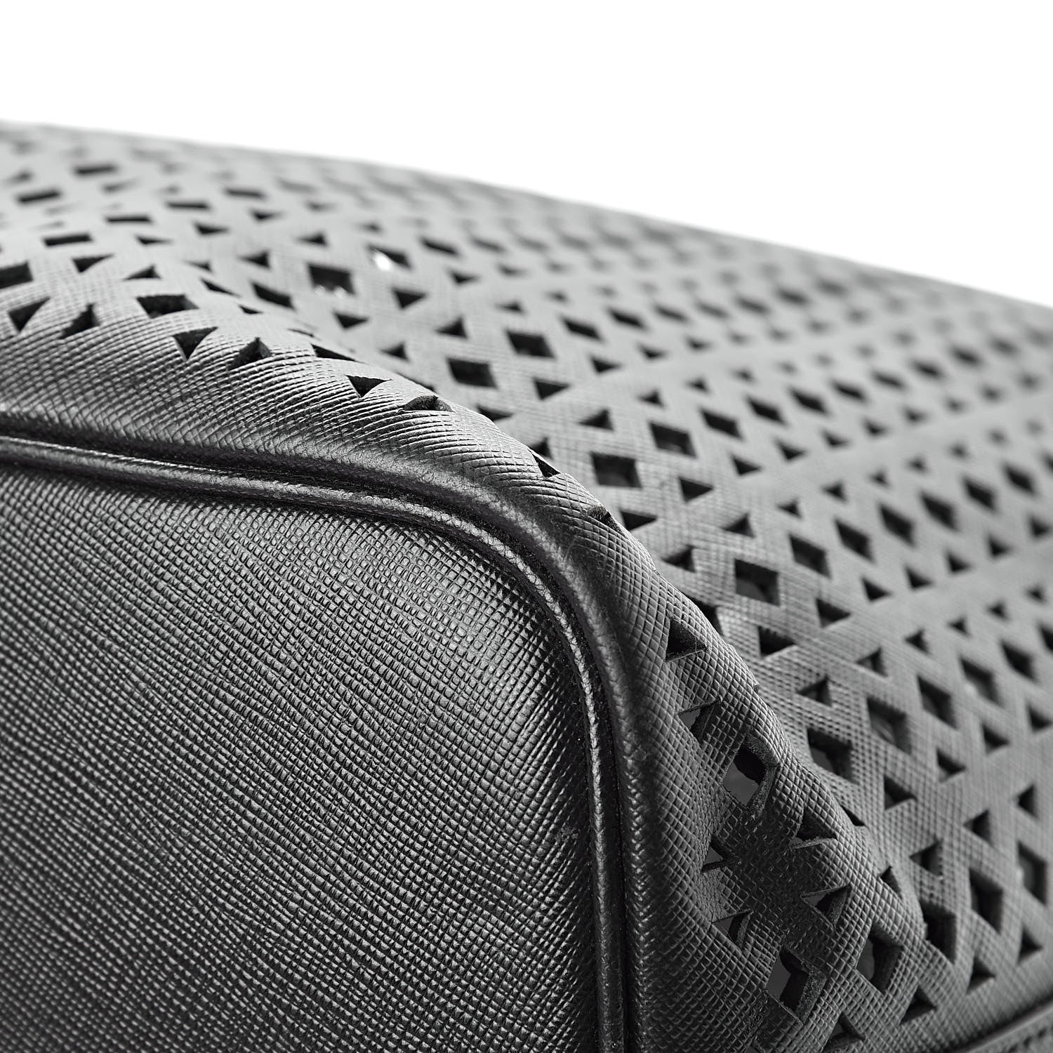 Prada Saffiano Perforated Tote Black 12 of 17
