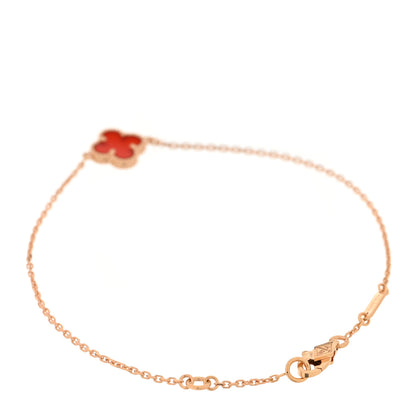 Van Cleef & Arpels 18K Rose Gold Carnelian Sweet Alhambra Bracelet 2 of 6