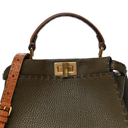 Fendi Cuoio Romano Selleria Tri-color Mini Peekaboo Iconic Satchel Aspargo Saddler Latte 13 of 15