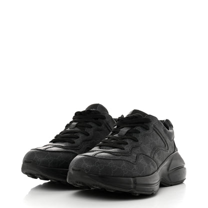 Gucci GG Supreme Monogram Mens Rhyton Sneakers 10.5 Black 3 of 8
