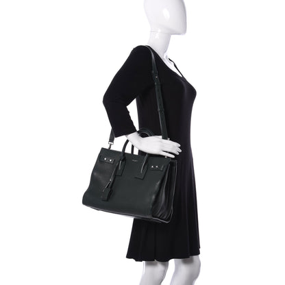Saint Laurent Grained Calfskin Small Supple Sac De Jour Dark Vert 2 of 9