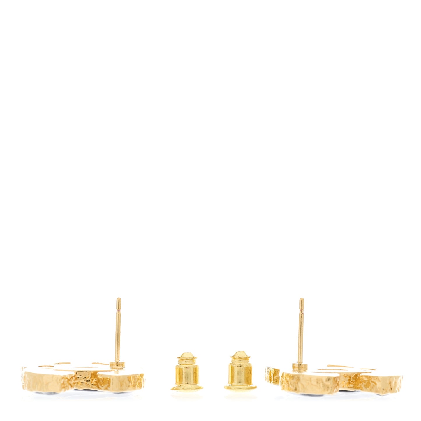Metal Enamel CC Earrings Black Gold