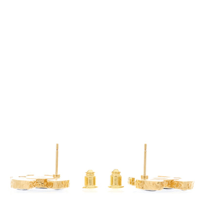 Chanel Metal Enamel CC Earrings Black Gold 3 of 5