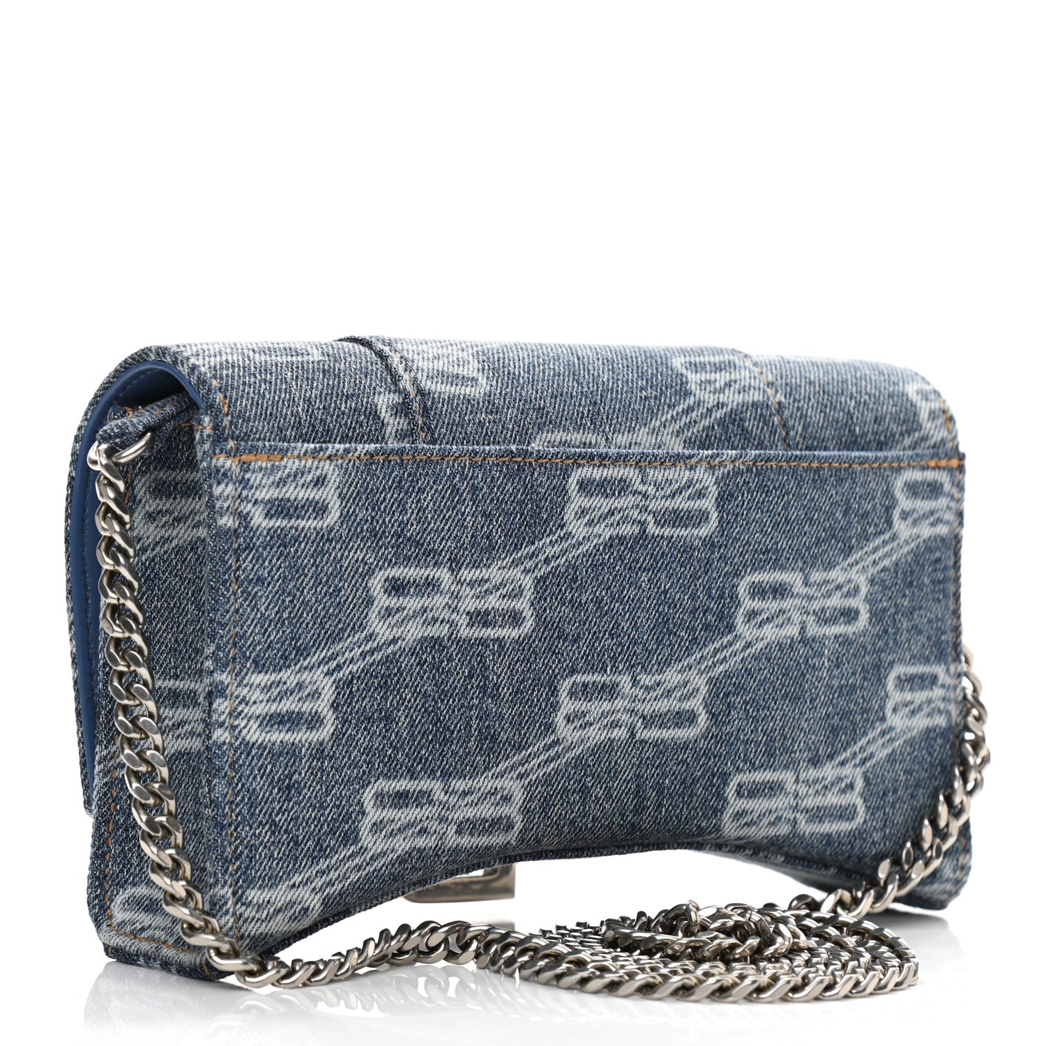 Balenciaga Denim BB Monogram Hourglass Chain Bag Blue 3 of 9