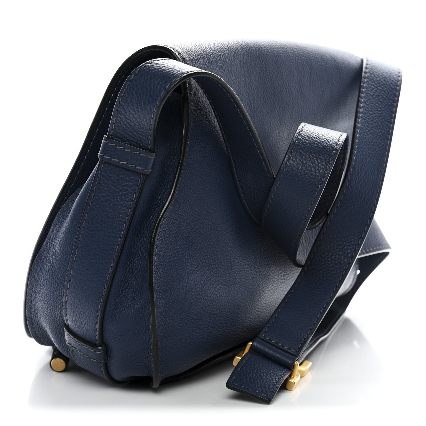 Calfskin Medium Marcie Round Crossbody Bag Navy