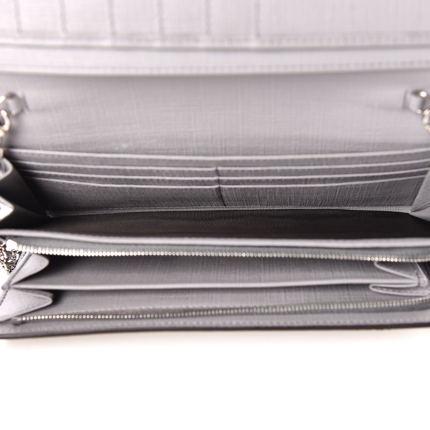 GG Supreme Monogram GG Pierce Chain Clutch Wallet Ecru Grigio