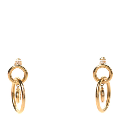 Christian Dior Metal CD Hoop Drop Earrings Gold 1 of 4