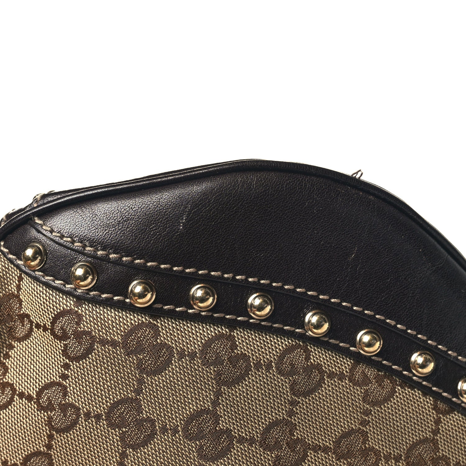Gucci Monogram Web Studded Pelham Shoulder Bag Dark Brown 11 of 13