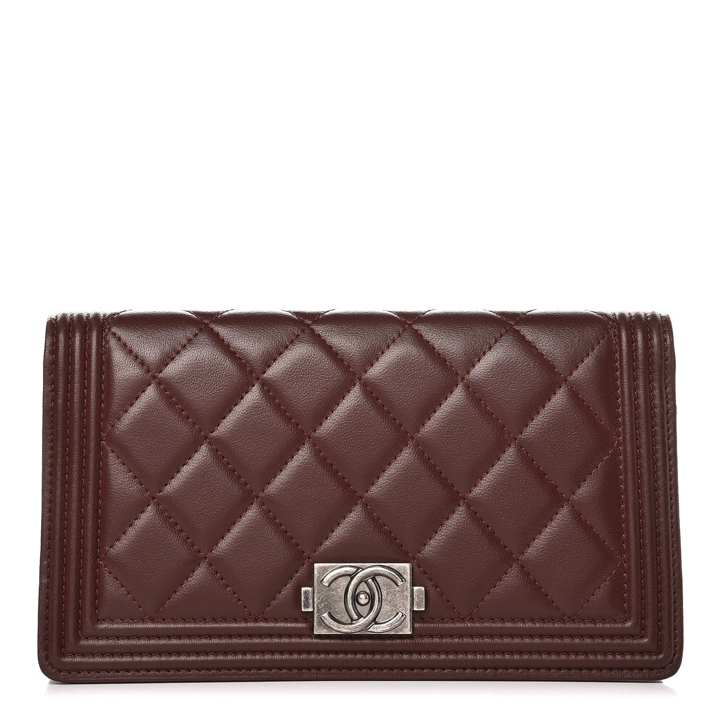 Quilted Boy Yen Wallet Dark Red