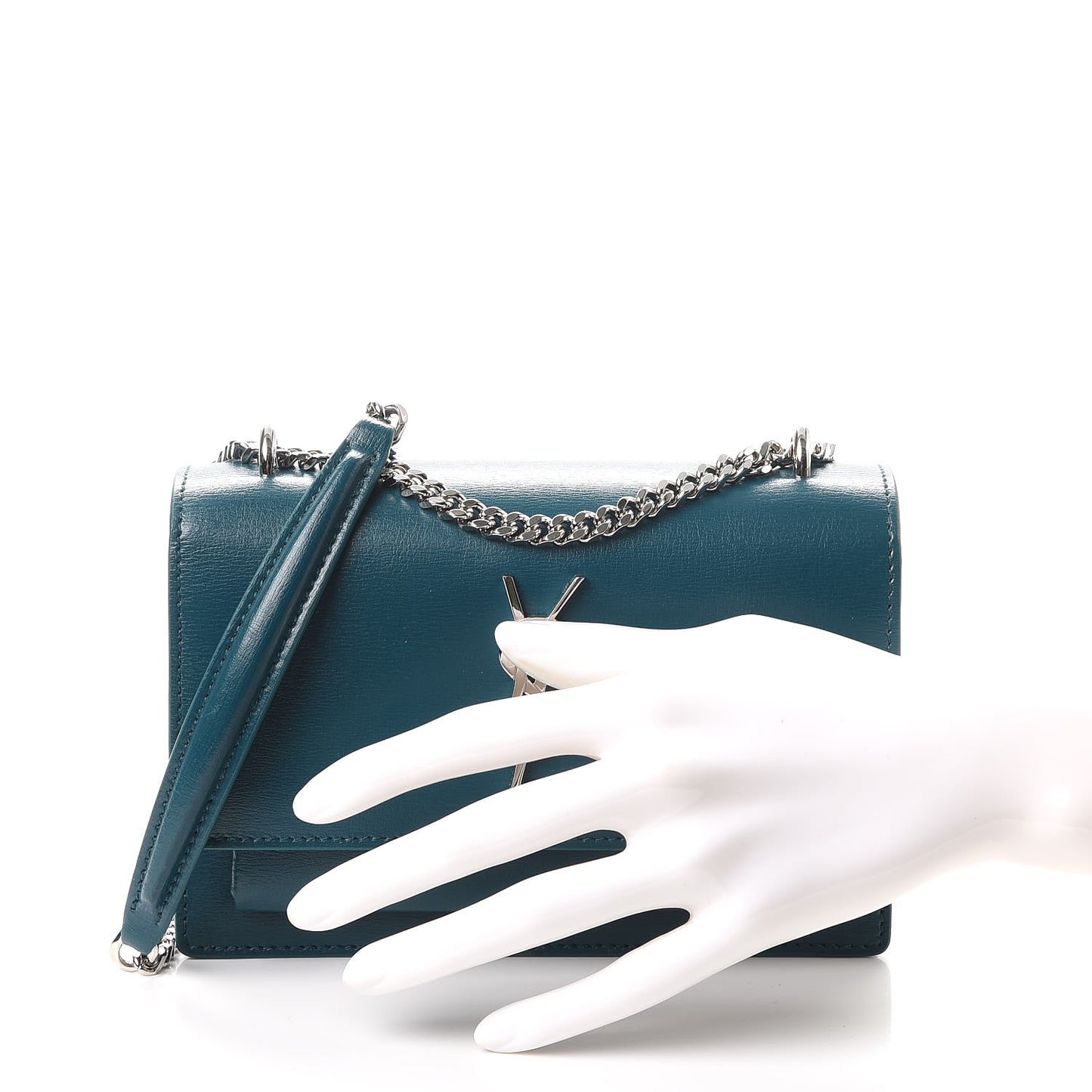 Calfskin Monogram Sunset Chain Wallet Peacock