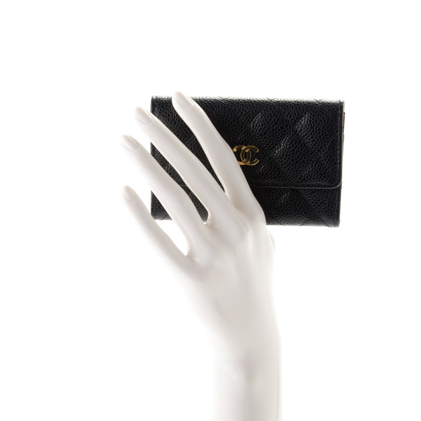 Caviar Quilted Card Holder Black