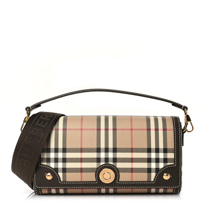 Burberry Coated Canvas Calfskin Vintage Check Small Note Crossbody Bag Military 1 of 11