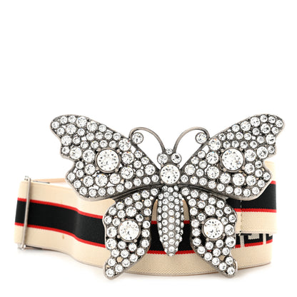 Gucci Jacquard Crystal Stripe Butterfly Belt 100 40 White 1 of 6