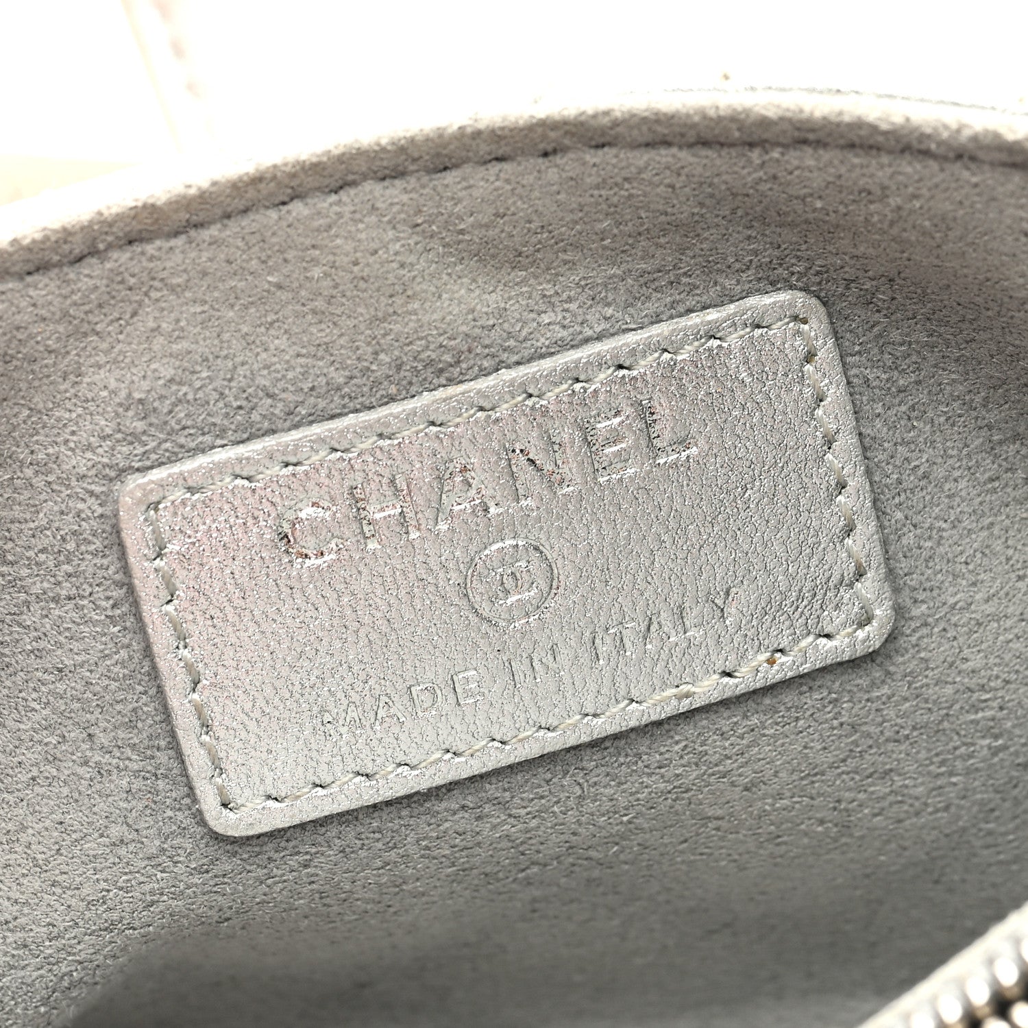 Chanel Metallic Lambskin Quilted Mini Phone Holder Clutch Silver 6 of 8