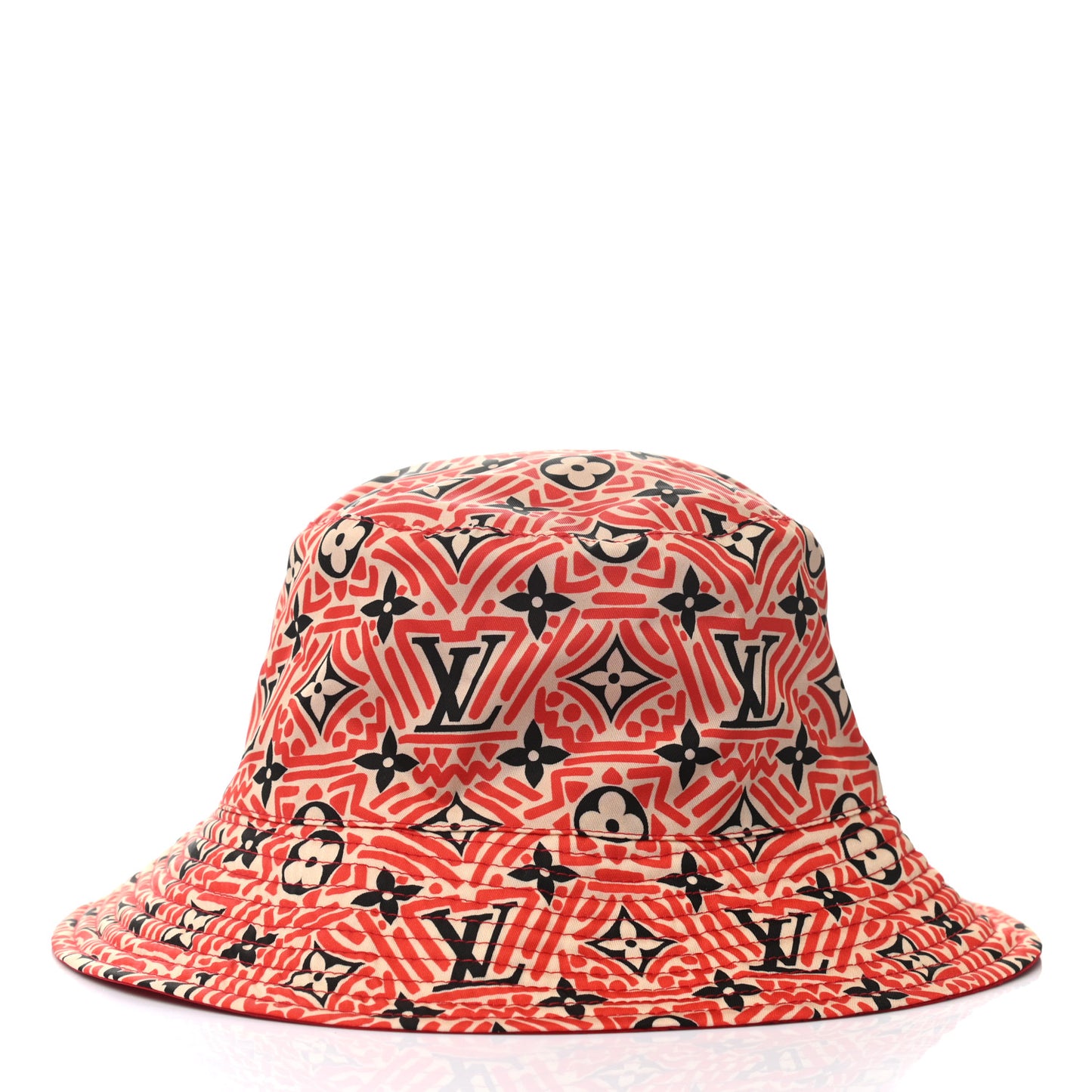 Nylon Canvas Monogram Giant Crafty Reversible Bucket Hat Creme Rouge