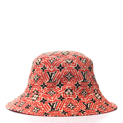 Louis Vuitton Nylon Canvas Monogram Giant Crafty Reversible Bucket Hat Creme Rouge 5 of 15