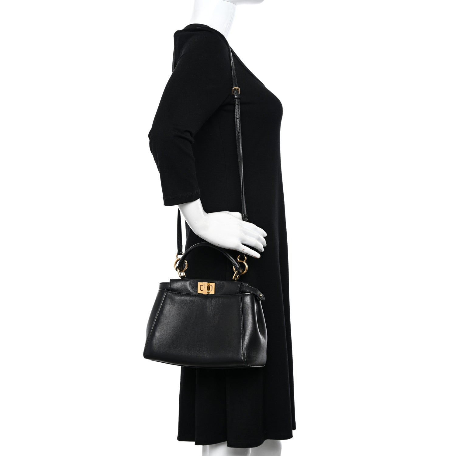 Fendi Nappa Mini Peekaboo Iconic Satchel Black 2 of 11