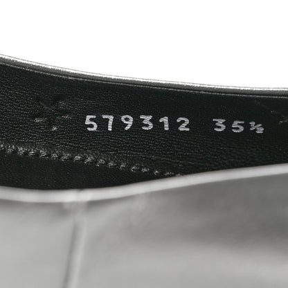 Balenciaga Metallic Calfskin BB Knife Pointy Toe Ballerina Flats 35.5 Silver Hardware 9 of 16