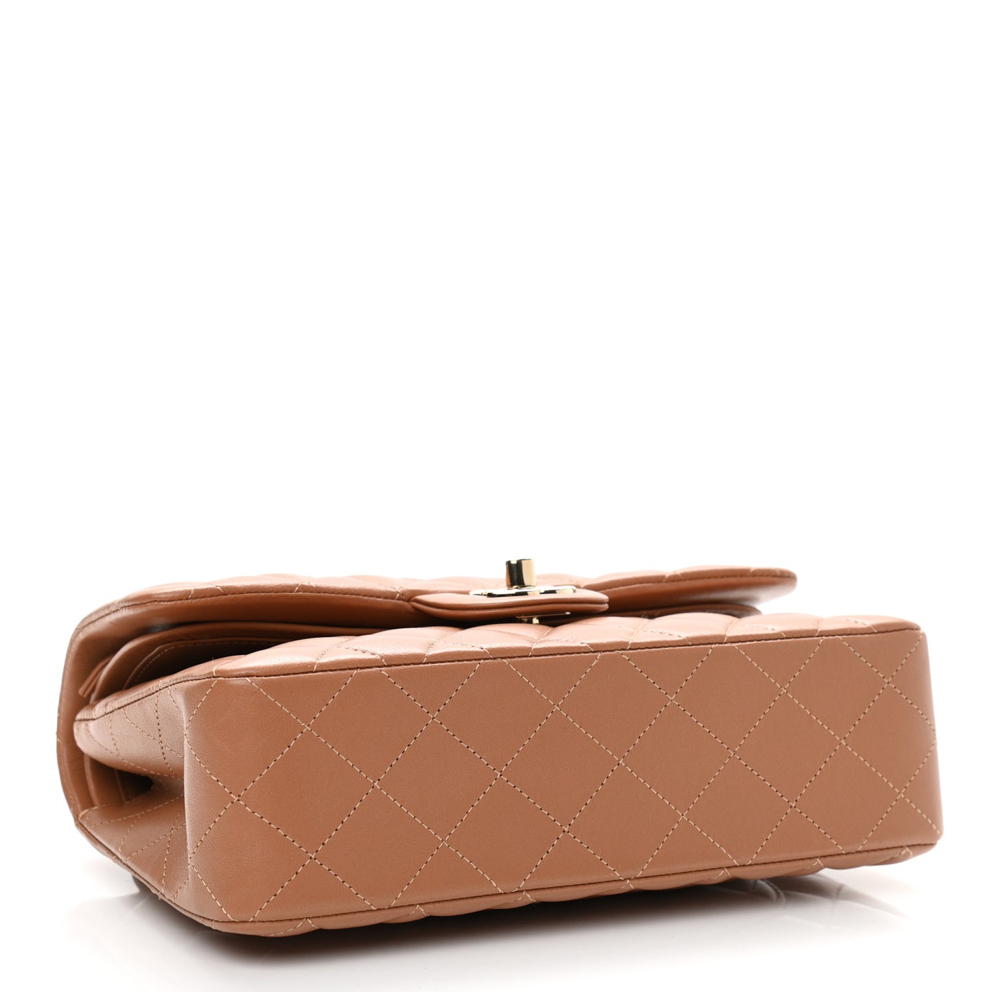 Lambskin Quilted Small Double Flap Brown